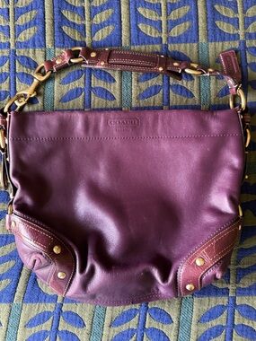 Vintage Coach Carly Hobo Plum Leather Shoulder Bag